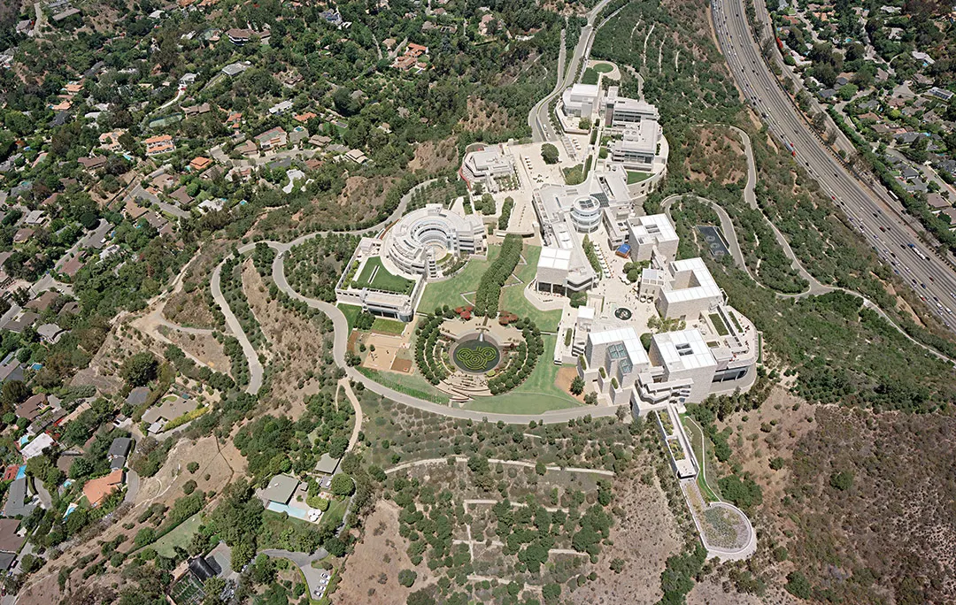 Aerial orthophoto map of The Getty, Los Angeles